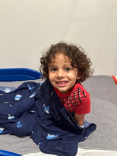 Customer photo review of Little TugBoat Swaddle Blanket
