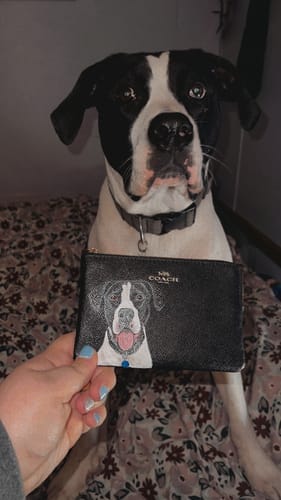 Customer photo review of Coach Wristlet with Custom Pet Portrait