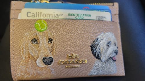 Customer photo review of Coach Mini Skinny Card Wallet with Custom Pet Portrait