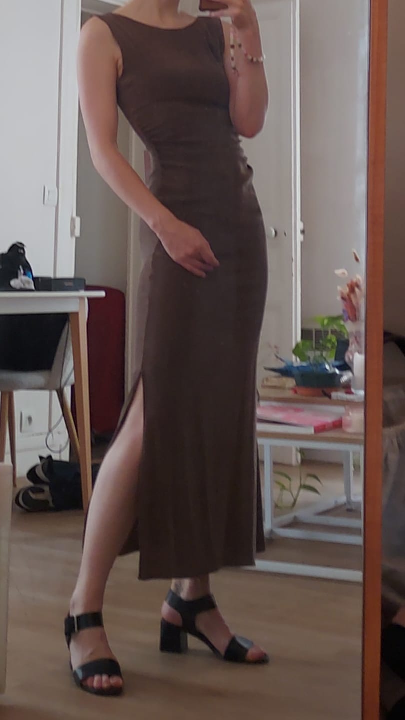 Customer photo review of Robe Gilberte marron - Rouje