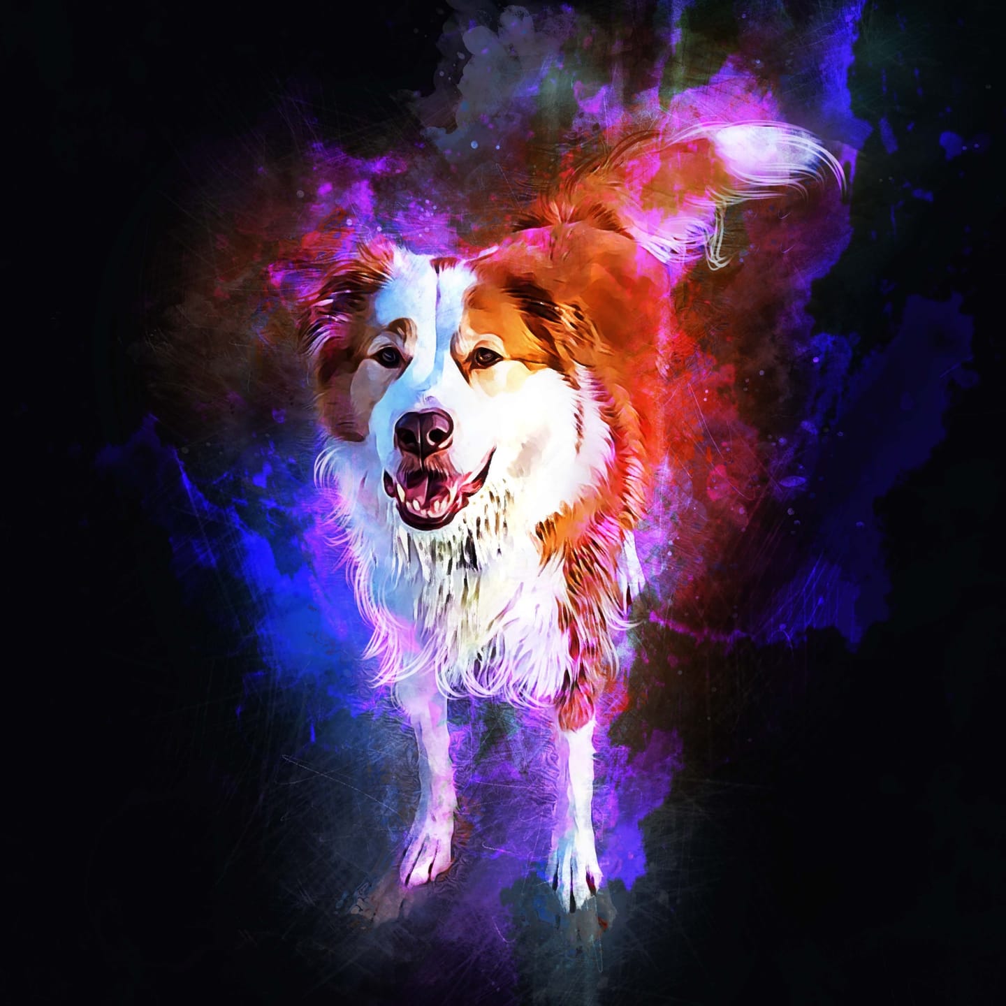 Customer photo review of Custom Neon Watercolor Pet Portrait – Aesthetic Neon Style (AN)