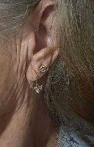 Customer photo review of 0.55ct TW Diamond Bumble Bee & Honeycomb Earrings in 9ct Yellow Gold