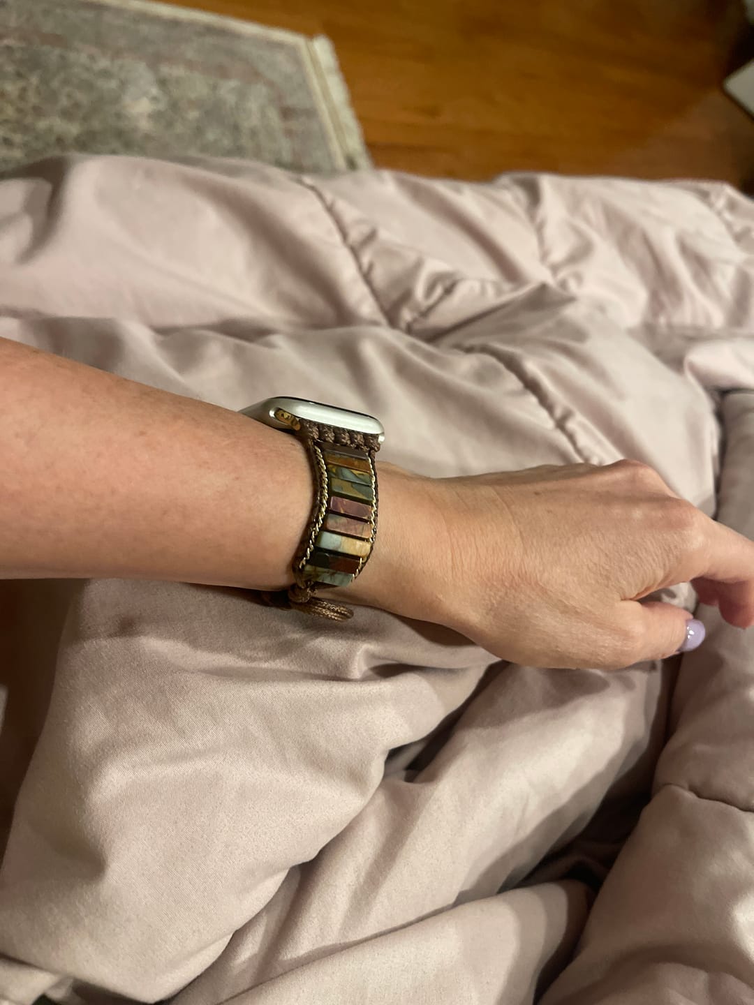 Customer photo review of Delicate Picasso Jasper Apple Watch Strap