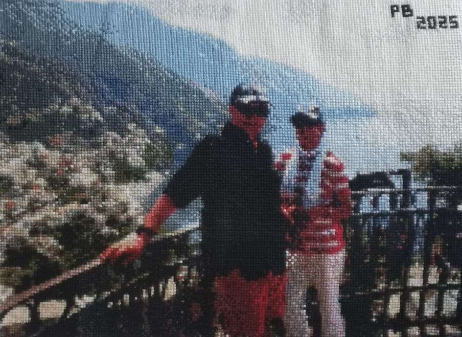 Customer photo review of Custom Cross Stitch Tapestry Kit | Just Upload Your Photo!