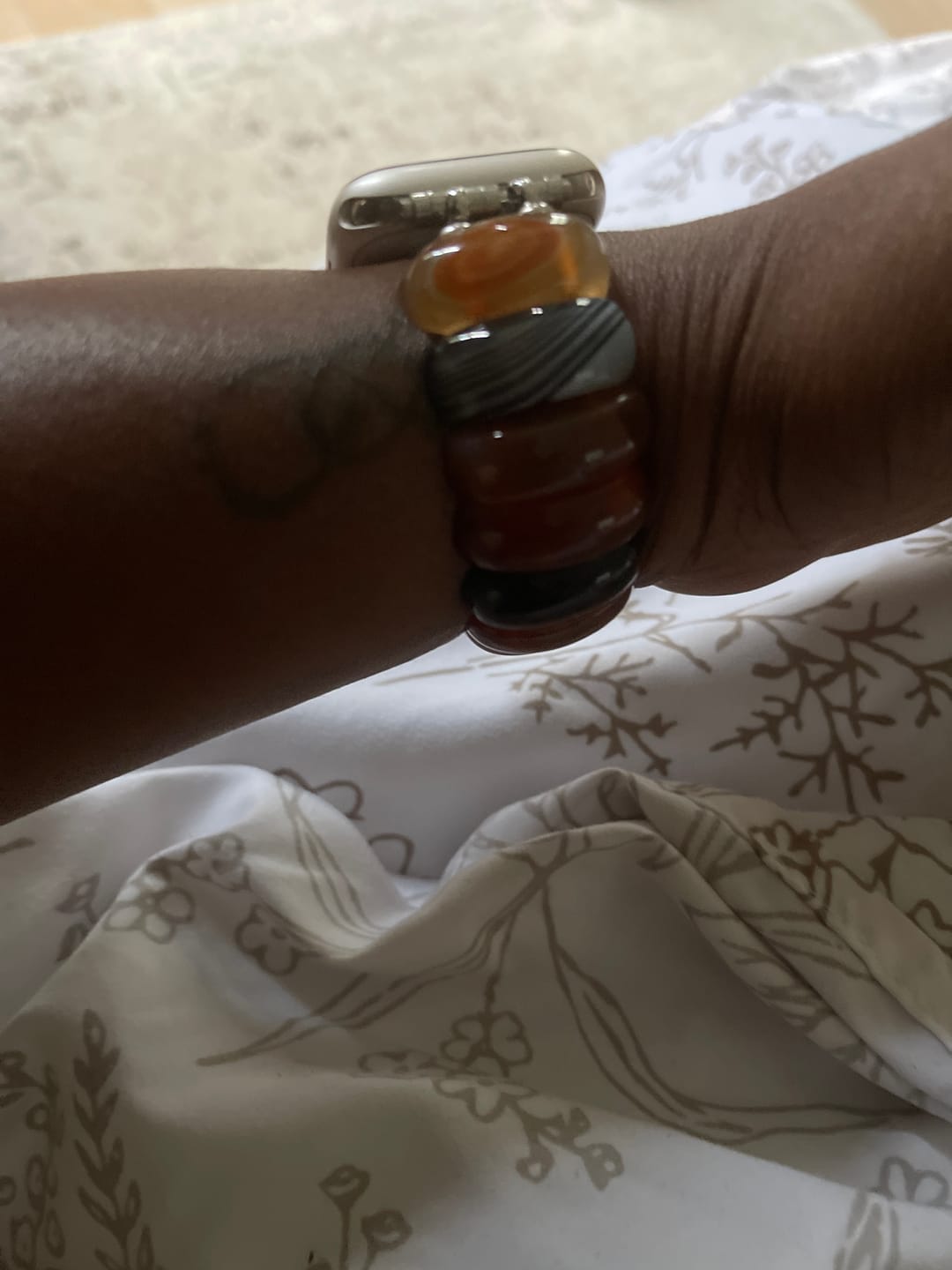 Customer photo review of Bohemian Onyx Elegance Stretch Apple Watch Strap