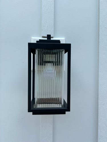 Customer photo review of IP23 1-Light Black Ribbed Glass Outdoor Wall Lantern