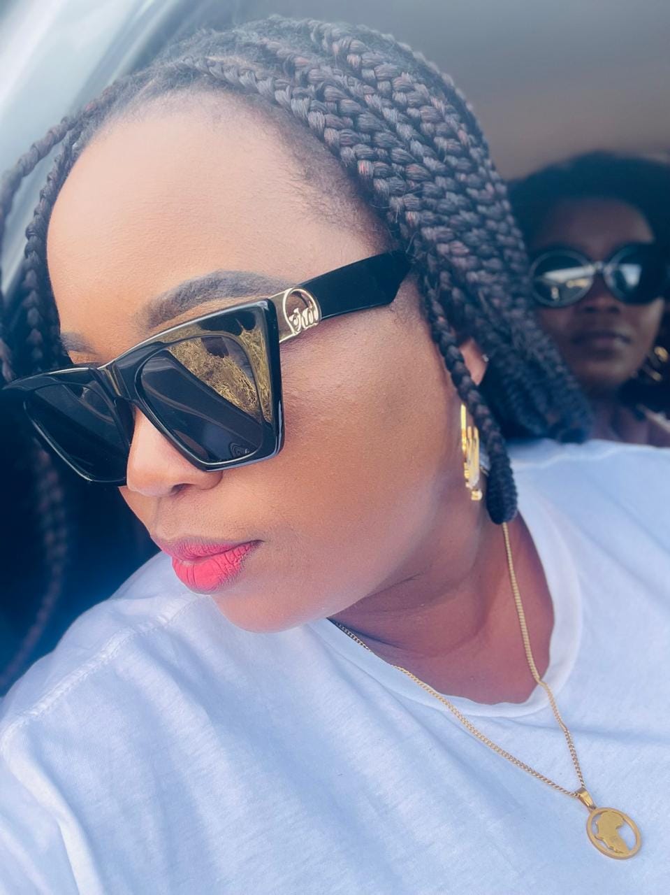 Customer photo review of Black Diva Logo Sunglasses