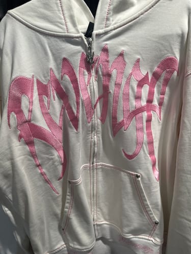 Customer photo review of Revenge Xxxtentacion Kill Contrast Zip Up Hoodie White/Pink