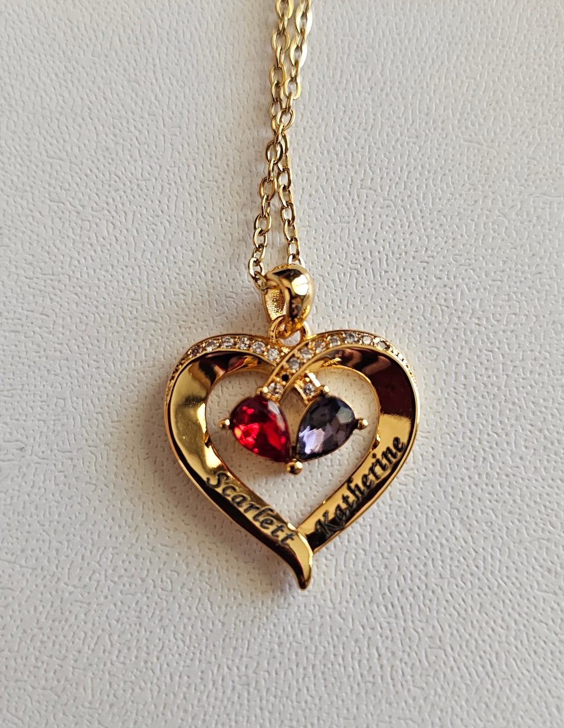 Customer photo review of Forever Love Birthstone & Diamond Heart Pendant Necklace
