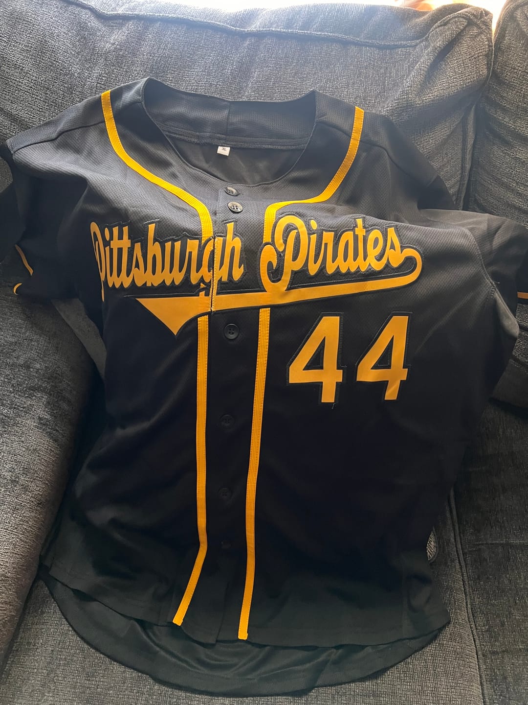 Customer photo review of Custom Black Yellow Classic Style Authentic Baseball Jersey