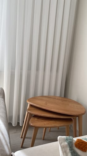 Customer photo review of Ahşap Zigon Sehpa 3'lü Set - Doğal Masif Kestane Ağacı (Ercol Stil)