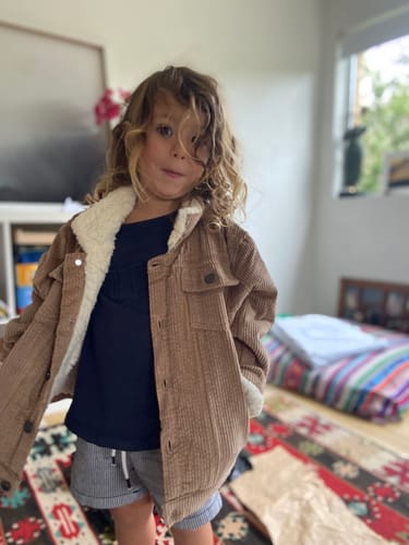 Customer photo review of Kids Organic Cotton Corduroy & Sherpa Jacket