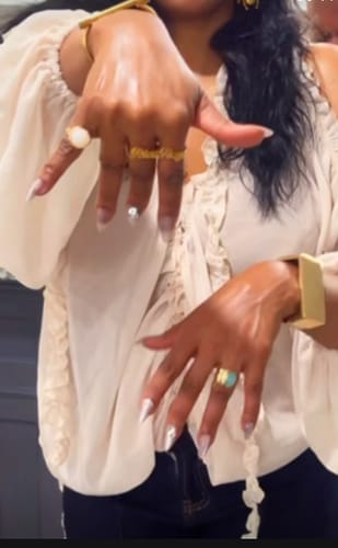 Customer photo review of Double Finger Name Rings