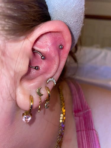 Customer photo review of My Huggies Hoop Earrings