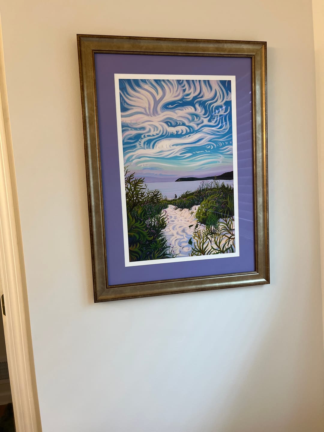 Customer photo review of Beach Sunset Painting, Sleeping Bear Dunes, Empire Bluff, Lake Michigan, Fine Art Paper Print - “Radiant Light”