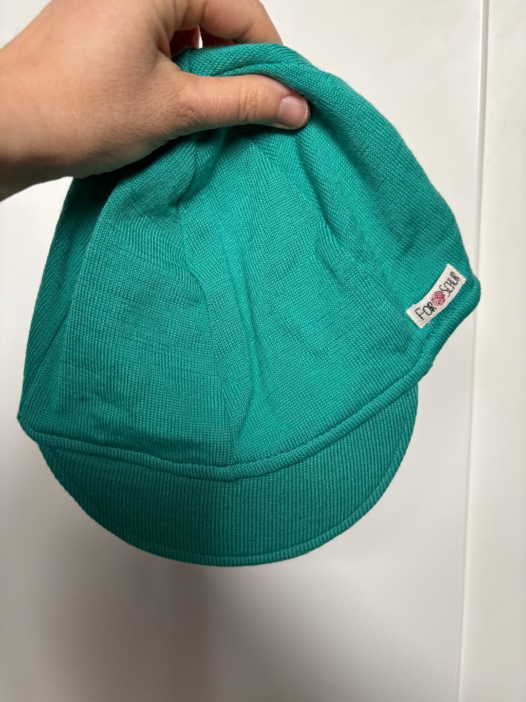 Customer photo review of Upcycling Merino Schirmmütze helles Mintblau