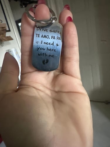 Customer photo review of Custom Photo Daddy, Your Safety Is Priority - Family Personalized Keychain - Father's Day, Birthday Gift For First Dad
