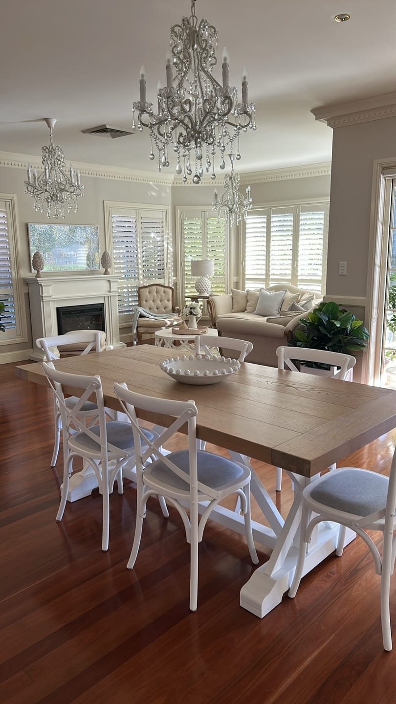 Customer photo review of Carter Cross-back Dining Chair With Linen Seat