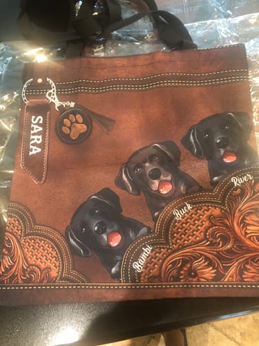 Customer photo review of Flower Pattern Brown Dog Personalized All Over Tote Bag, Mother’s Day Gift for Dog Lovers, Dog Dad, Dog Mom