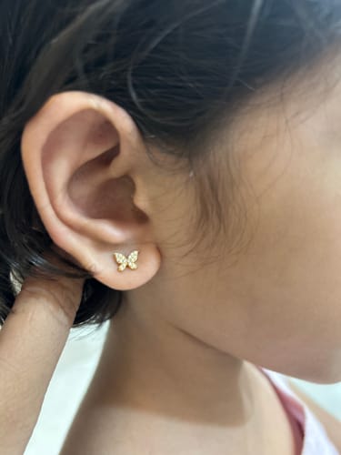 Customer photo review of Golden Butterfly Tiny Studded Affair Earrings