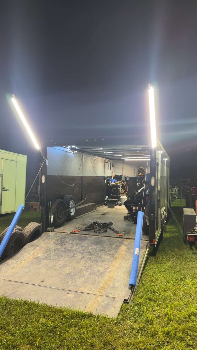 Customer photo review of Racing Trailer Pit Light – Dual 5 Foot Pole 20,000 Lumens