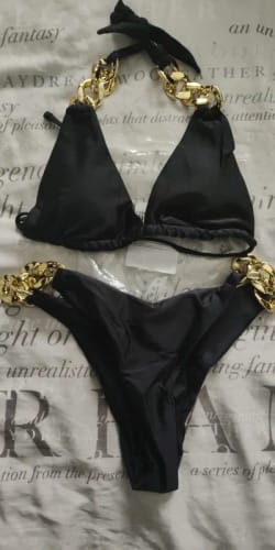 Customer photo review of Bikini Triangle à Nouer Autour du Cou Orné de Chaîne Femme