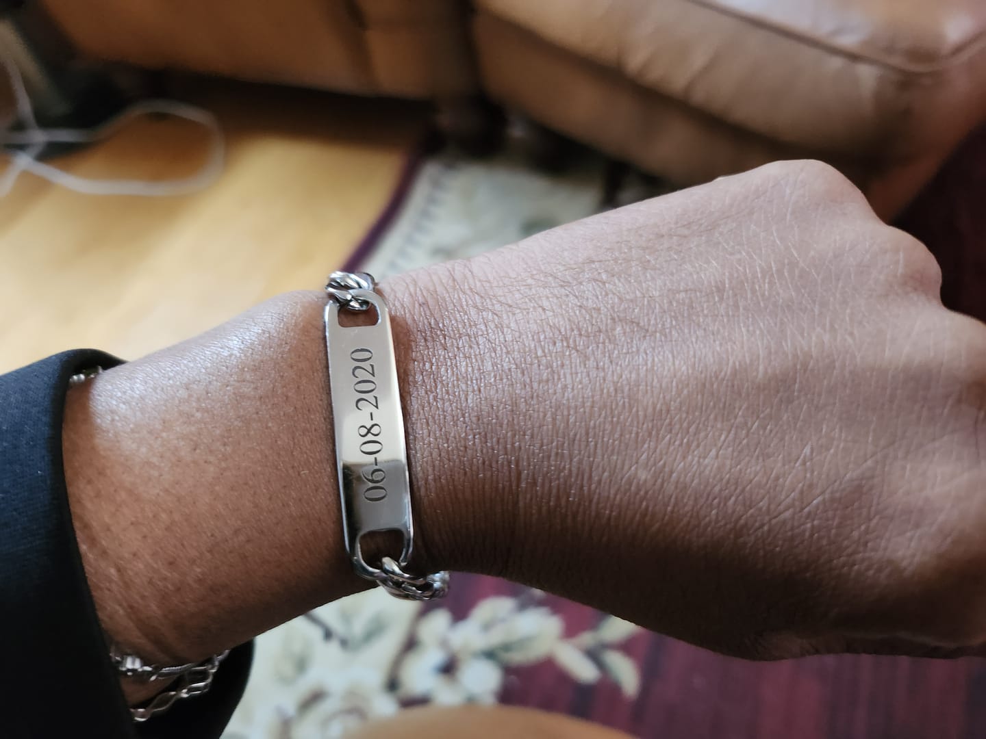 Customer photo review of Engraved Bar Cuban Link Bracelet