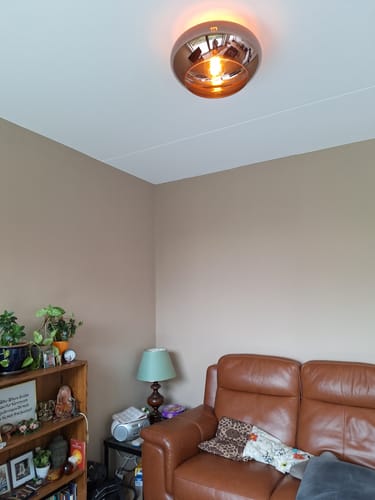 Customer photo review of Plafondlamp Solaris - 1-lichts - Koperkleur - Glas