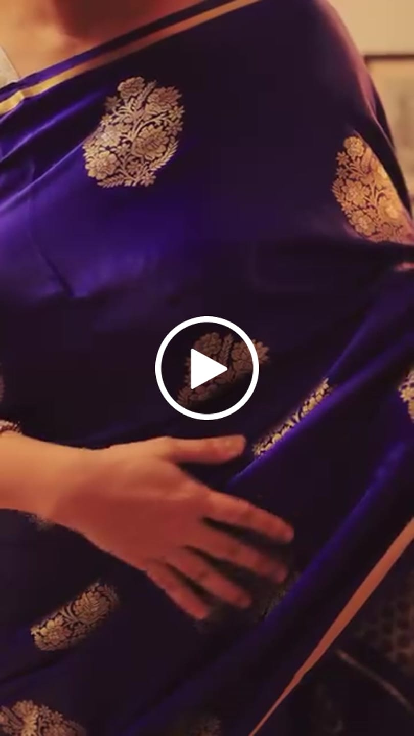 Customer video review of Tolopea Purple Banarasi Satin Saree