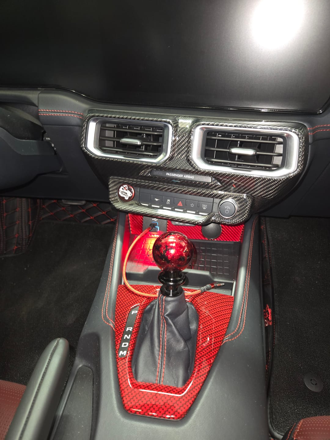 Customer photo review of 2024-Up Ford Mustang Single Screen Interior Center Console Cover