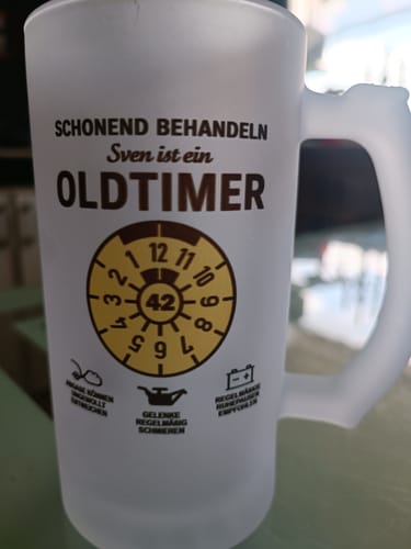 Customer photo review of OLDTIMER - Personalisierbarer Bierkrug