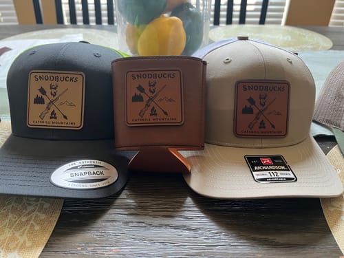 Customer photo review of Custom Leather Koozies Can Cooler Sleeves Neoprene Authentic Leather Patch