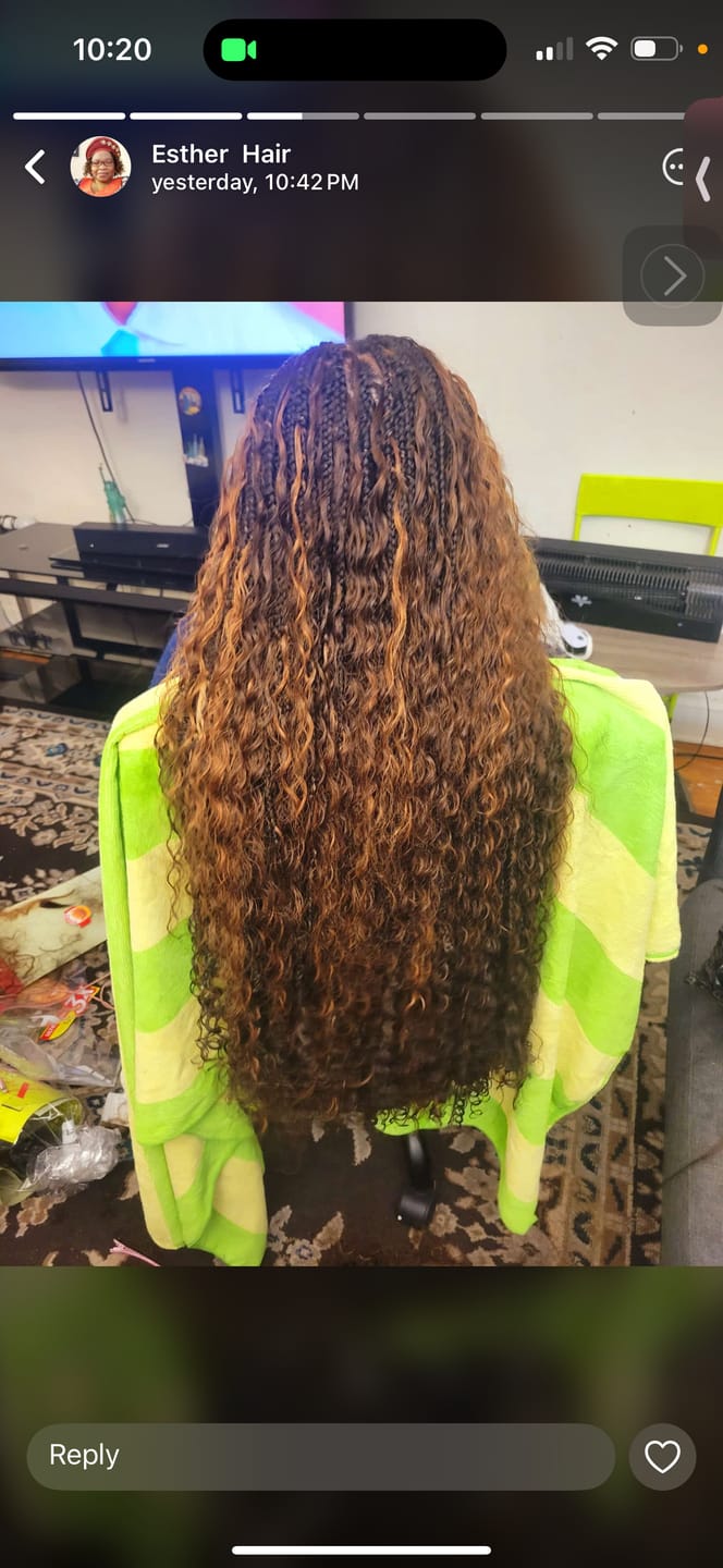 Customer photo review of #4 Medium Brown Deep Wave Bulk Hair Extensions for Braiding
