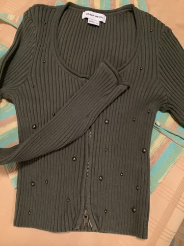 Customer photo review of Zipper Front Skinny Knitted Cardigan