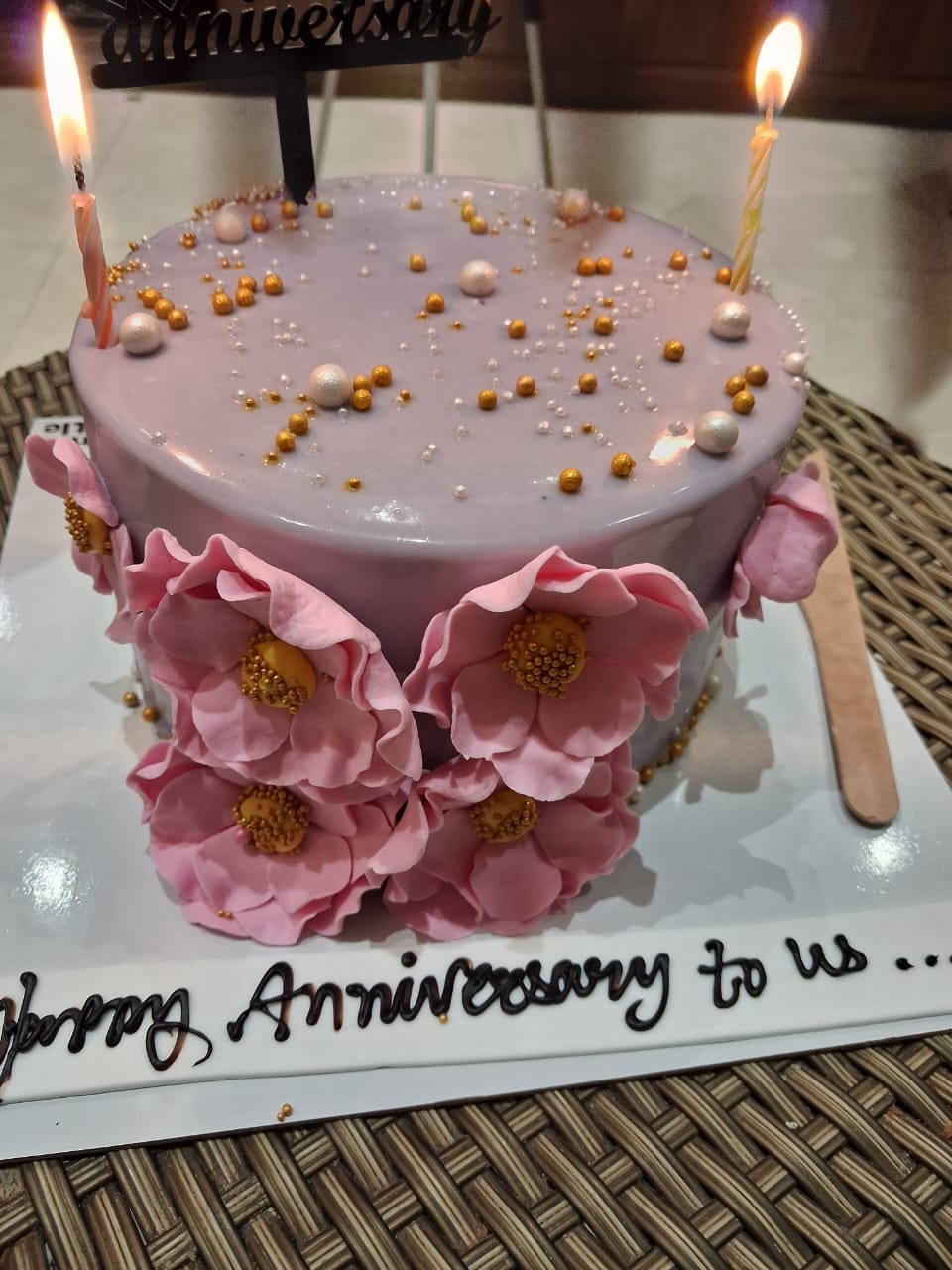 Customer photo review of Floral Purple Anniversary Cake