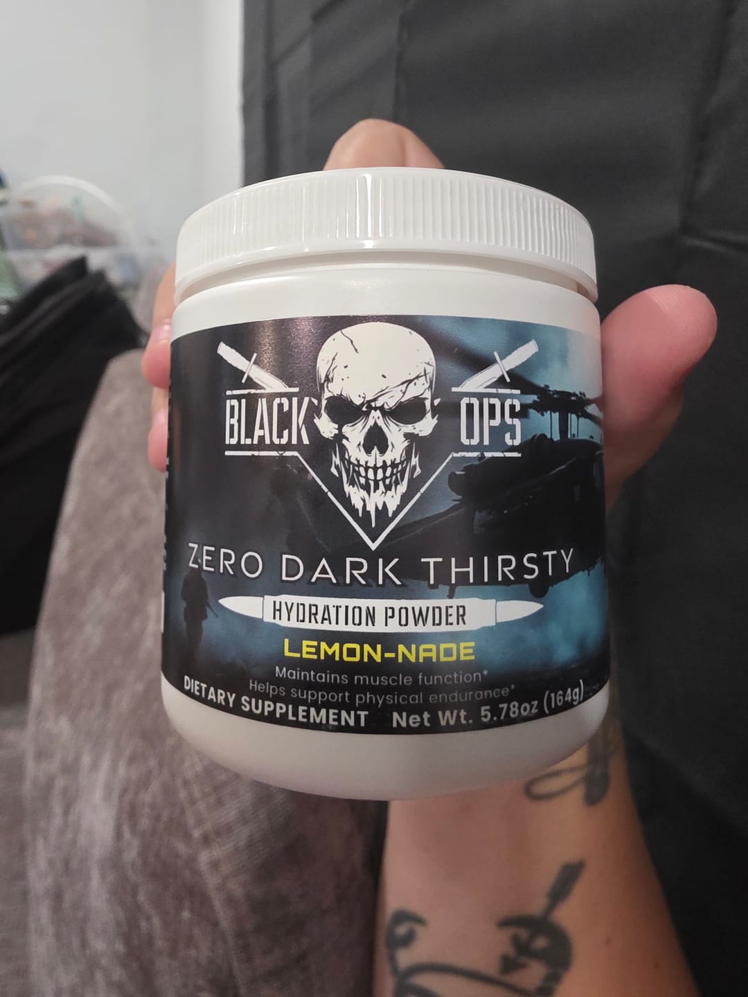 Customer photo review of Zero Dark Thirsty Hydration Powder - Lemon-NADE