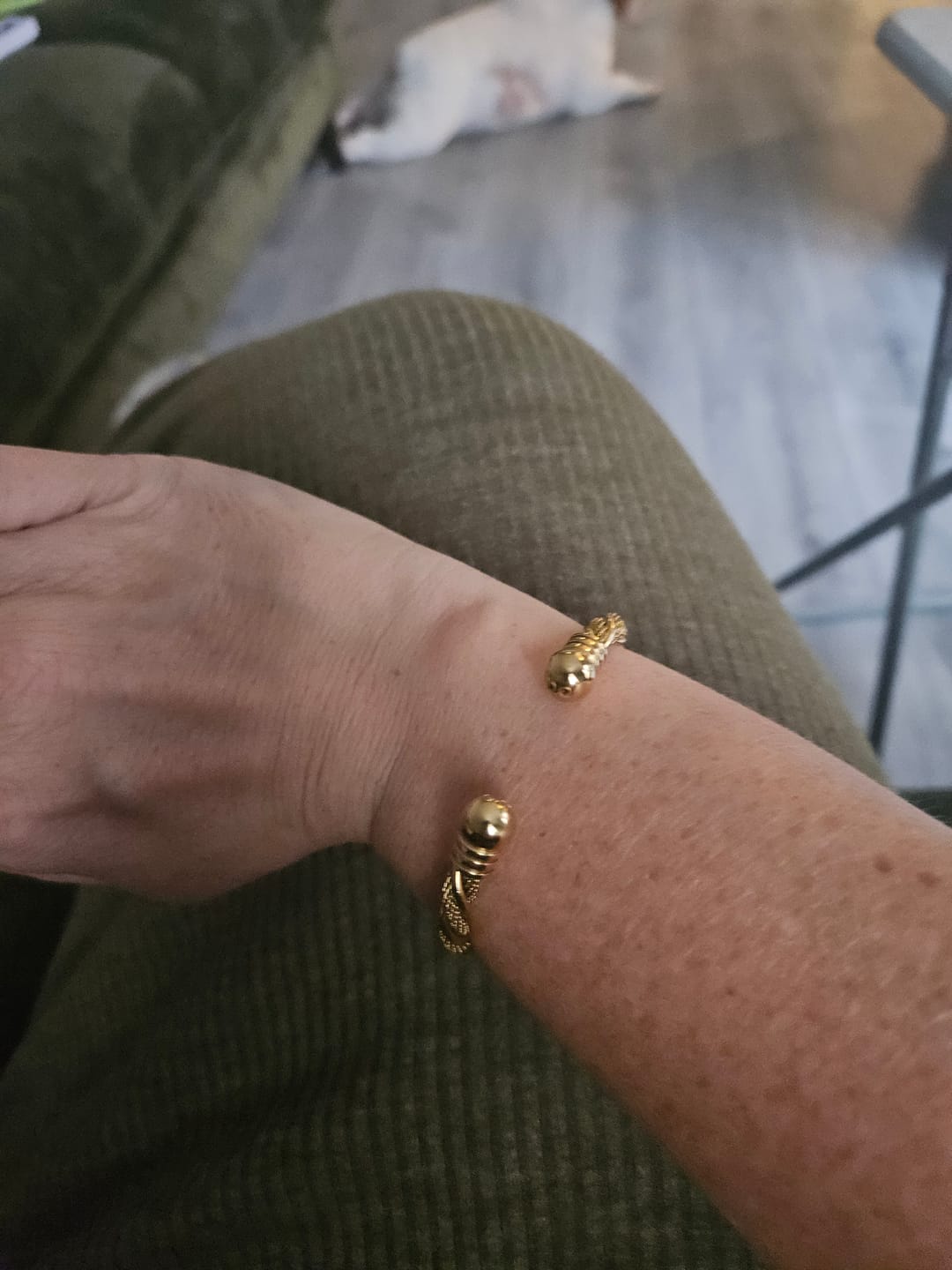 Customer photo review of Woven Cuff Bracelet Gold
