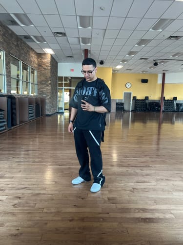 Customer photo review of Black Tech Pants