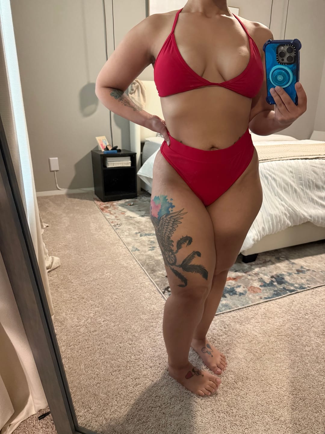 Customer photo review of CHLOE Scarlet Red High Rise Bikini Bottom
