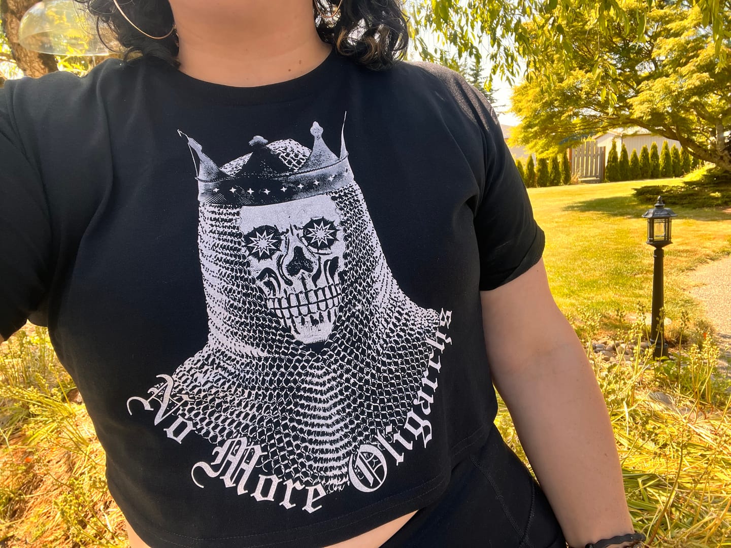 Customer photo review of No More Oligarchs Crop Tee
