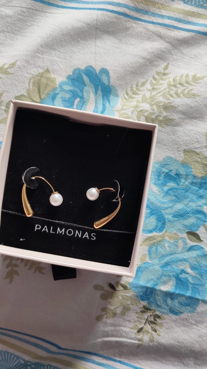 Customer photo review of Pearl Hook Earrings