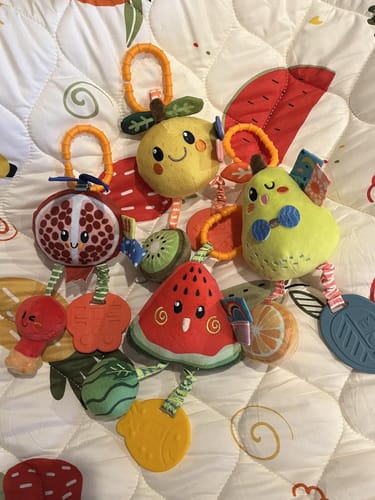 Customer photo review of Hanging Plush Soft Rattle Toys for Newborn 4 Pack