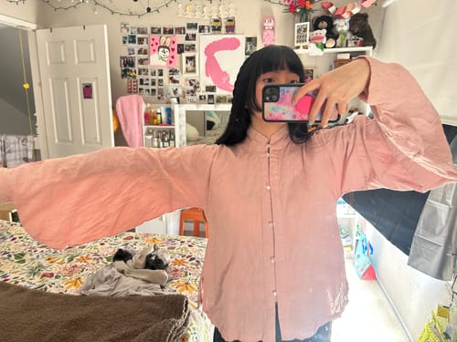 Customer photo review of Jiao Tang 焦糖 Caramel Ming Dynasty Pure Cotton Liling Duijin Pipa & Straight Sleeve Standing Collar Top