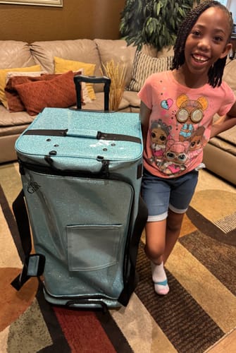Customer photo review of Glam'r Gear® Mobile Changing Station™ Dance Duffel Bag with Built-In uHide® Rack