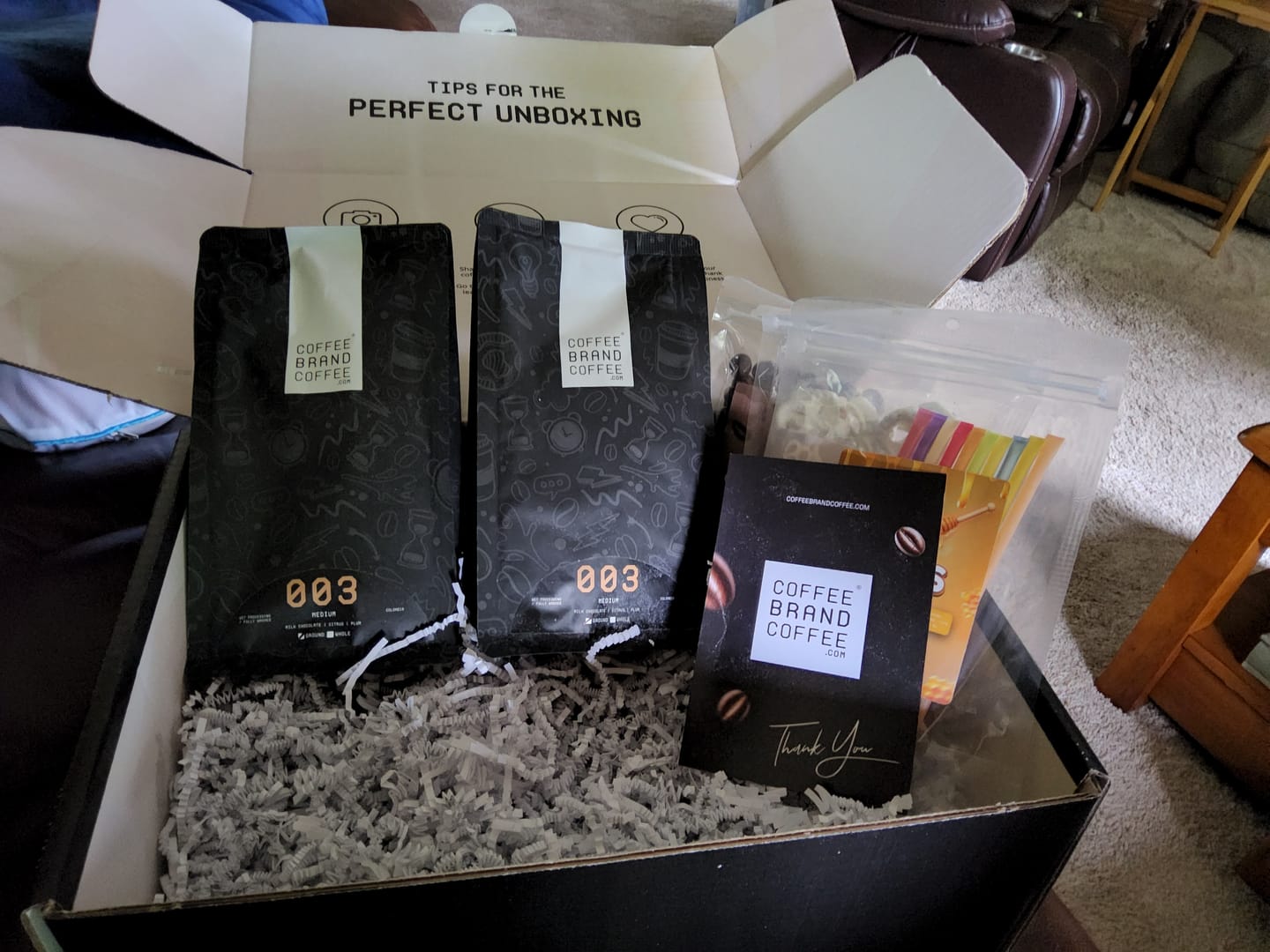Customer photo review of Blueberry Cobbler Flavored Coffee