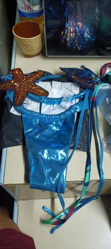 Customer photo review of Shiny Sequin Shell Starfish Bikini Set Women Sexy Push Up Pleate Thong Swimsuit 2025 Brazilian Beach Bathing Suit Micro Swimwear