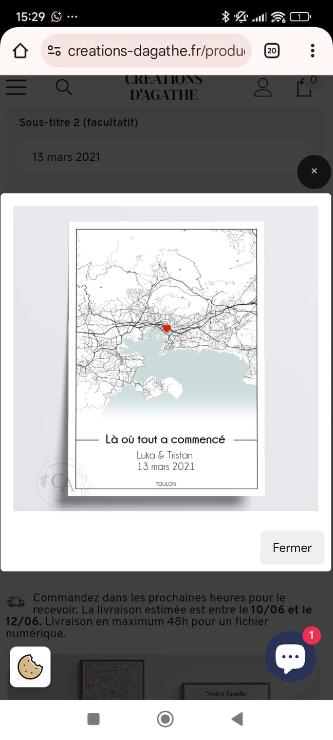 Customer photo review of Affiche Personnalisée Couple La où tout a commencé – Amour & Lieu De Rencontre
