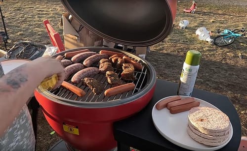 Customer photo review of SUNJOY 20 Inch Charcoal Grill, Egg-shaped Outdoor Grill with Pizza Stone, Ultimate BBQ Grill and Smoker with Wheels