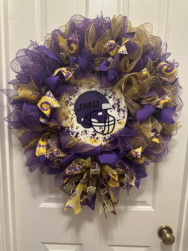 Customer photo review of 2.5"X10Yd Glitter Football On Royal Lt Beige/White/Chocolate RGA117401