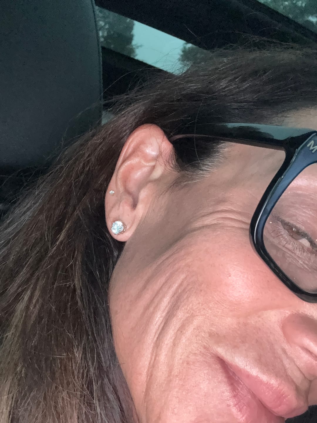 Customer photo review of Round Solitaire Stud Earrings - 6 Prongs - Moissanite